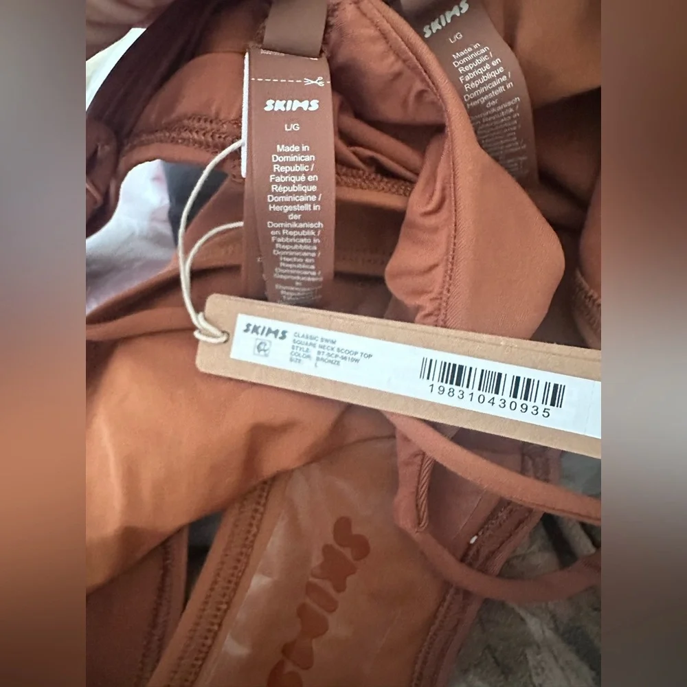 SET!Skims BRONZE classic swim LARGE square neck top/bikini bottom NWT🧡Sw24